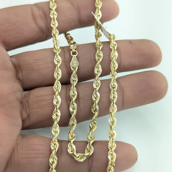 14kt Real Gold Rope Chain 4mm 20 Inch